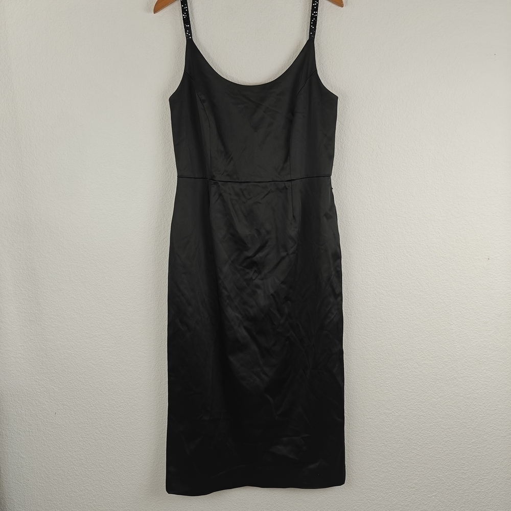 ST. John Evening NWT Black Sea Satin Fitted Pencil Dress Size 10 Women's